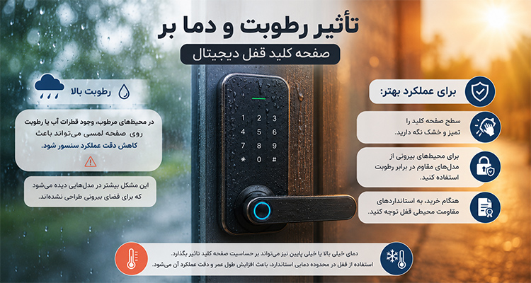 تأثیر رطوبت و دما بر صفحه کلید قفل دیجیتال