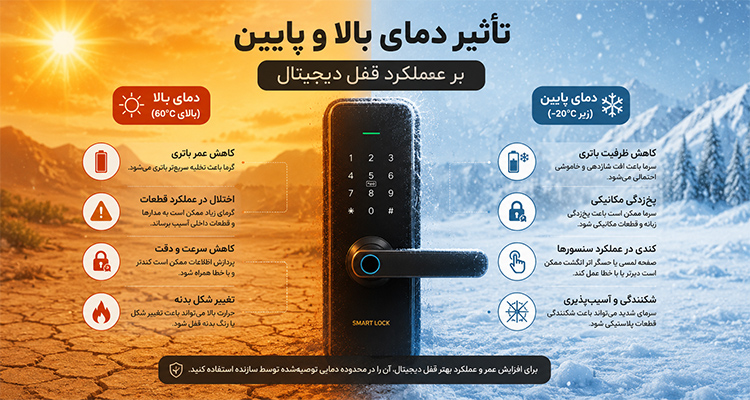 تاثیر دمای بالا و پایین بر قفل دیجیتال